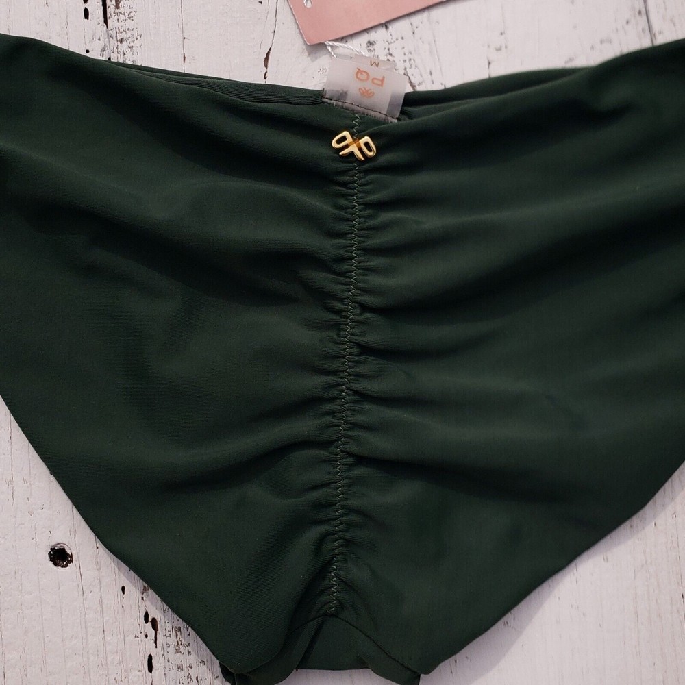 PILYQ Green Envy Basic Ruched Full Bikini Swim Bottoms Women's Size Medium NEW - Picture 8 of 14